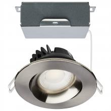 Satco Products Inc. S11626R1 - 12 Watt LED Direct Wire Downlight; Gimbaled; 3.5 Inch; CCT Selectable; Round; Remote Driver; Brushed