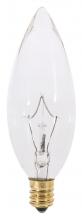 Satco Products Inc. S3782 - 25 Watt BA9 1/2 Incandescent; Clear; 1500 Average rated hours; 212 Lumens; Candelabra base; 120