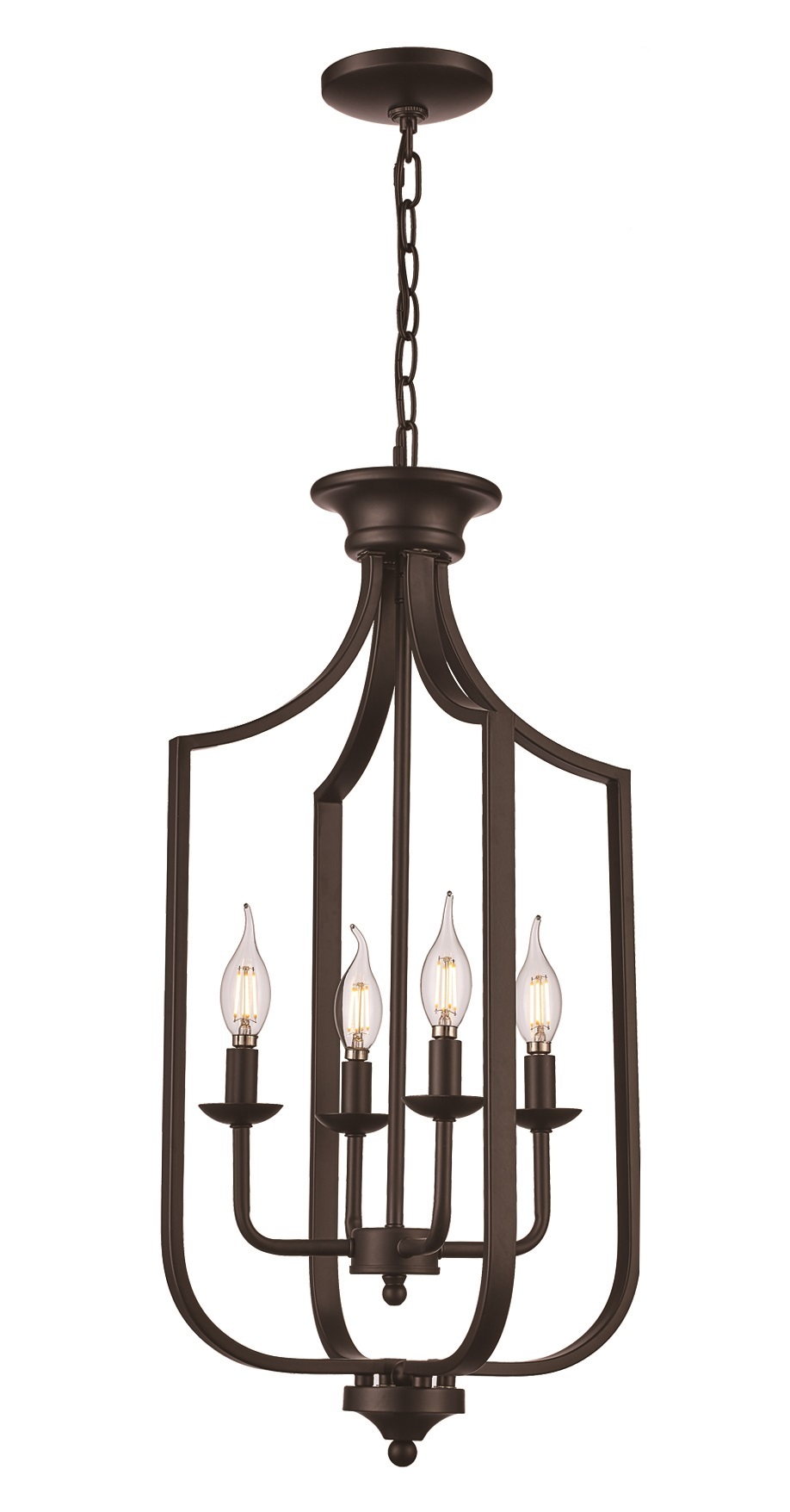 Hillcrest 27.5-in. High Matte Black 4-Light Cage Chandelier