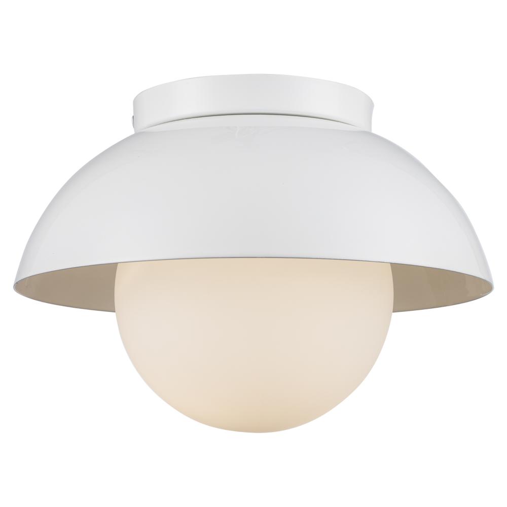 1LT FLUSH-METAL SHADE+GLOBE-WH