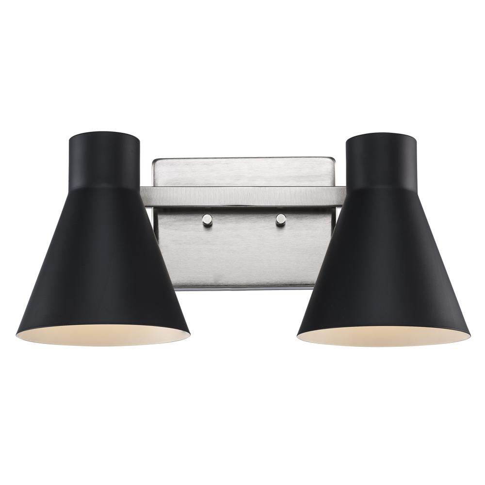 2LT VANITY-FLARED SHADE-BK-BN