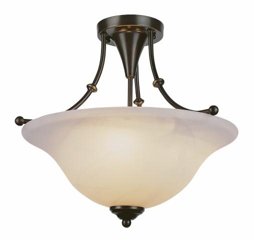 Perkins 3-Light Armed Semi Flush Indoor Ceiling Light with Glass Bowl Shade