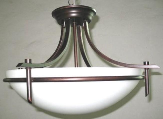 Vitalian Collection, Metal Trimmed Glass Bowl, Indoor Semi Flush Ceiling Light