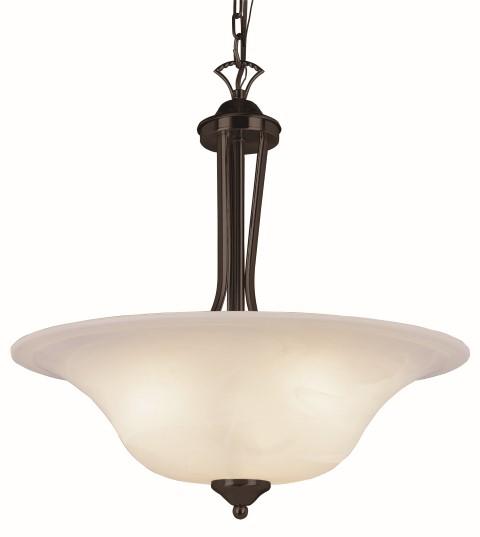 Aspen Collection 3-Light, Metal Ribbon Arms, Reverse Glass Bell Indoor Pendant