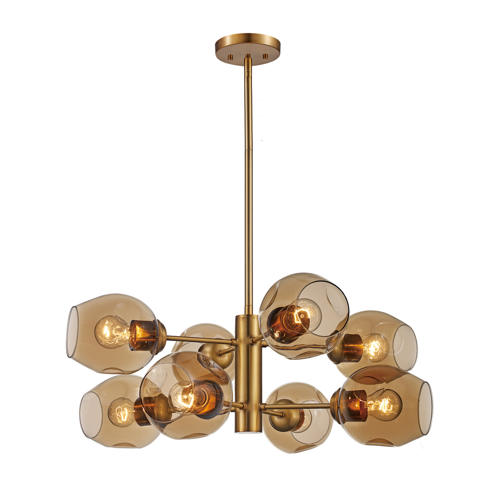 Clusters Collection 8-Light, 8-Shade Glass and Metal Mid-Century Style Sputnik Chandelier