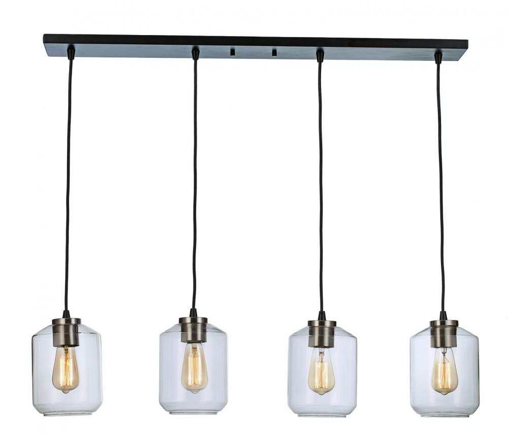 Jasmine Collection 4-Light Glass Jar Linear Kitchen Island Pendant