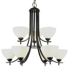 Trans Globe 8179 ROB - Vitalian Collection Two-Tier, Metal and Glass Bell Shades, Chandelier With Chain