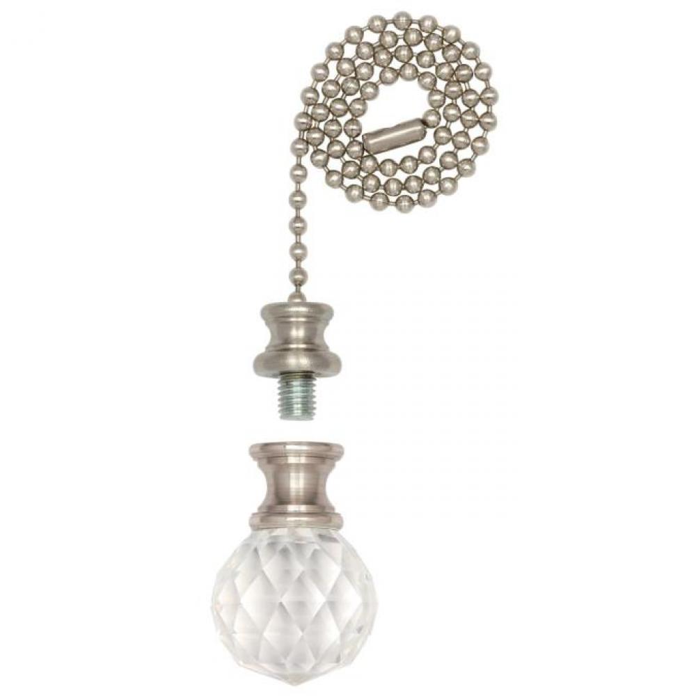 Prismatic Glass Sphere Finial/Pull Chain Brushed Nickel Finish