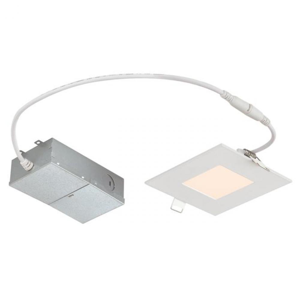 10W Slim Square Recessed LED Downlight 4" Dimmable 3000K, 120 Volt, Box