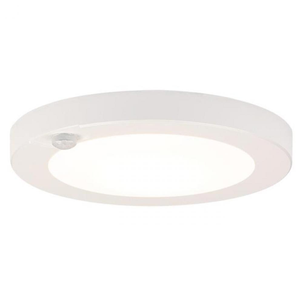 6 in. 7W LED Flush with Motion Sensor White Finish White Frosted Shade, 4000K