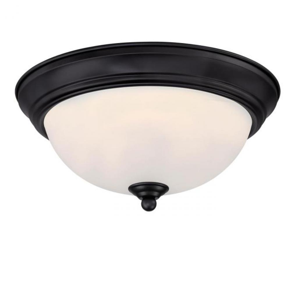 11 in. 15W LED Flush Matte Black Finish Frosted Glass