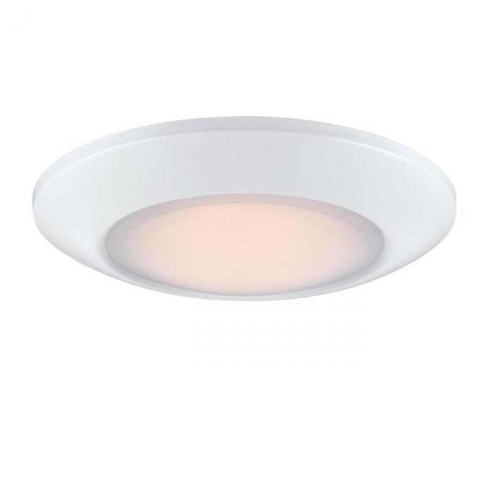 11 in. 20W Dimmable LED Flush with Color Temperature Selection White Finish Frosted Shade