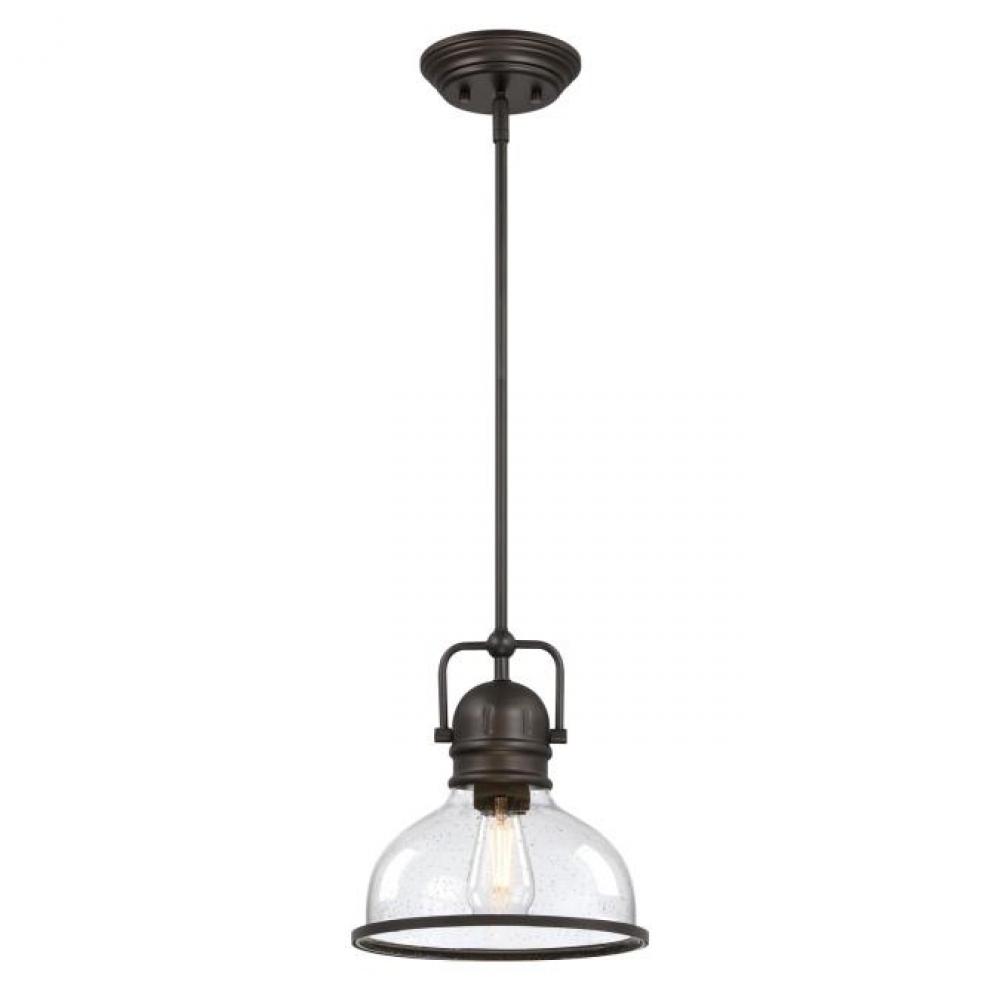 Pendant Black-Bronze Finish Clear Seeded Glass