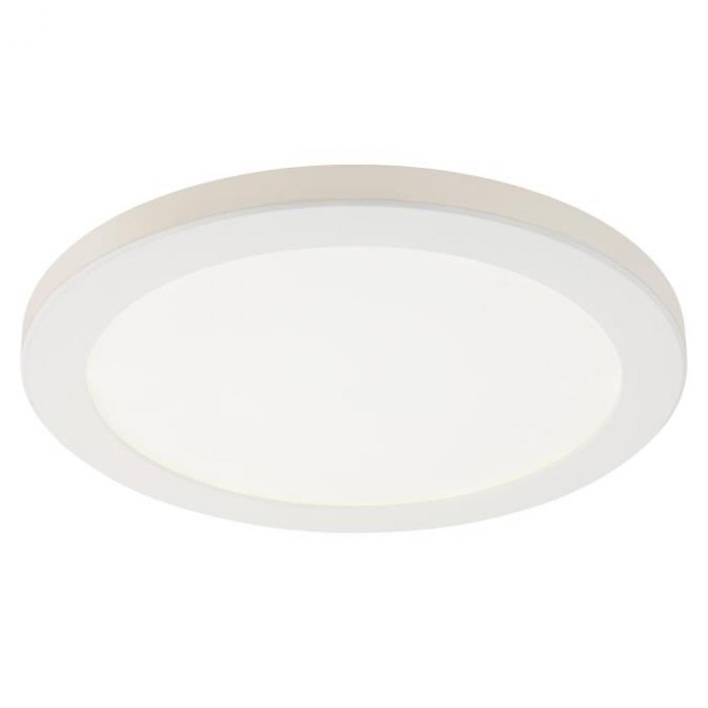 12 in. 22W Dimmable LED Flush with Color Temperature Selection White Finish White Acrylic Shade