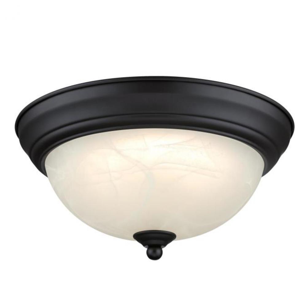 11 in. 14W LED Flush with Color Temperature Selection Black-Bronze Finish