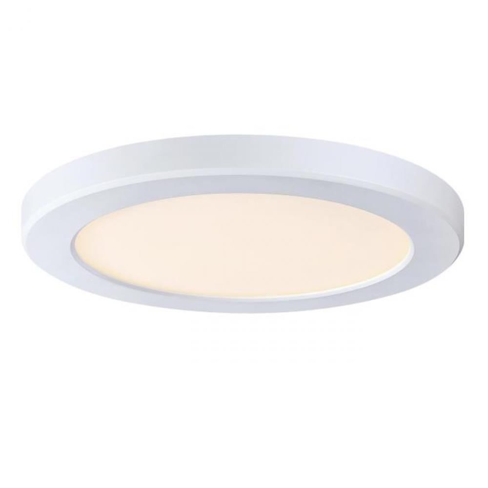 9 in. 18W Dimmable LED Flush with Color Temperature Selection White Finish