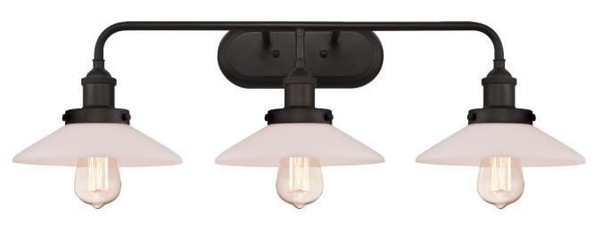 3 Light Wall Fixture Oil Rubbed Bronze Finish Frosted Opal Glass