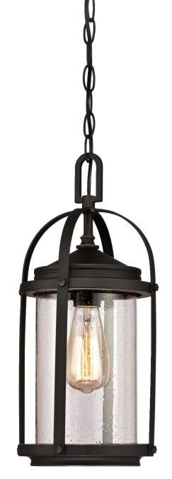 Pendant Oil Rubbed Bronze Finish with Highlights Clear Seeded Glass