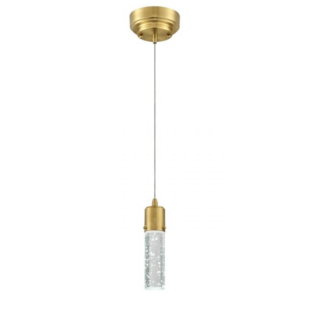 LED Mini Pendant Champagne Brass Finish Bubble Glass