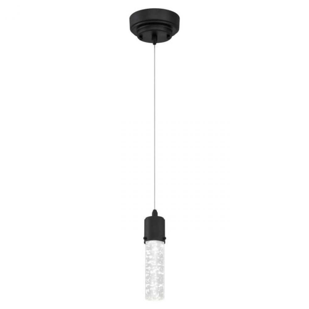 LED Mini Pendant Matte Black Finish Bubble Glass