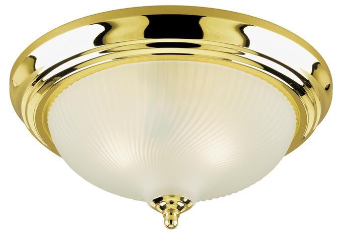 15 in. 3 Light Flush Polished Brass Finish Frosted Swirl Glass