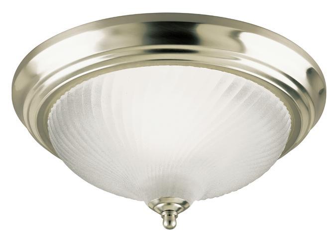 11 in. 1 Light Flush Brushed Nickel Finish Frosted Swirl Glass