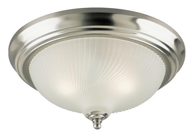 15 in. 3 Light Flush Brushed Nickel Finish Frosted Swirl Glass
