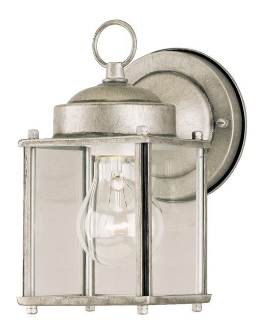 Wall Fixture Antique Silver Finish Clear Glass Panels