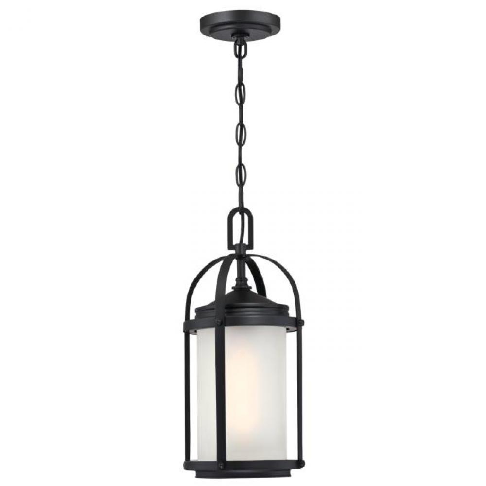 Pendant Matte Black Finish Frosted Glass