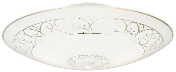 13 in. 2 Light Semi-Flush White Finish White Scroll Design Glass