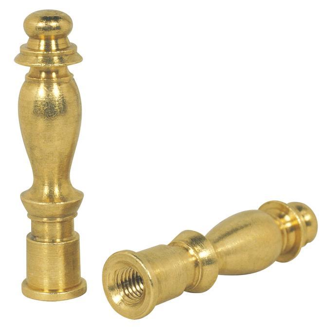 2 Lamp Finials Solid Brass