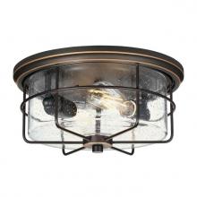 Westinghouse 6121800 - 12-3/4 in. 2 Light Flush Black-Bronze Finish with Highlights Clear Seeded Glass