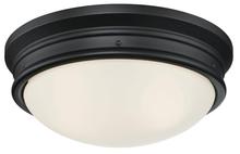 Westinghouse 6324100 - 13 in. 2 Light Flush Matte Black Finish Frosted Glass