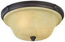 Westinghouse 6342400 - 13 in. 2 Light Flush Oil Rubbed Bronze Finish Amber Alabaster Glass