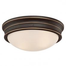 Westinghouse 6370600 - 13 in. 2 Light Flush Oil Rubbed Bronze Finish with Highlights Frosted Glass