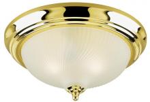 Westinghouse 6430300 - 15 in. 3 Light Flush Polished Brass Finish Frosted Swirl Glass