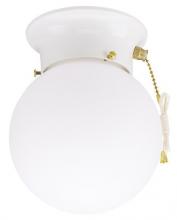 Westinghouse 6668000 - 6 in. 1 Light Flush Pull Chain White Finish White Glass Globe