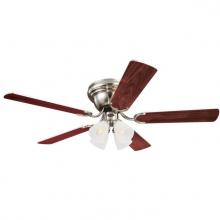 Westinghouse 7232000 - 52 in. Brushed Nickel Finish Reversible Blades (Rosewood/Bird's Eye Maple) Frosted Ribbed Glass