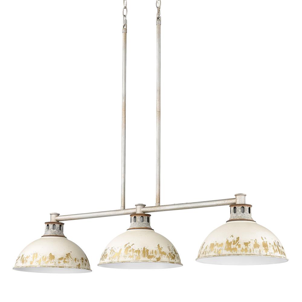 Kinsley Linear Pendant in Aged Galvanized Steel with Antique Ivory Shade