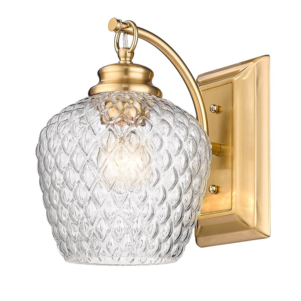 Adeline MBG 1 Light Wall Sconce in Modern Brushed Gold with Clear Glass Shade