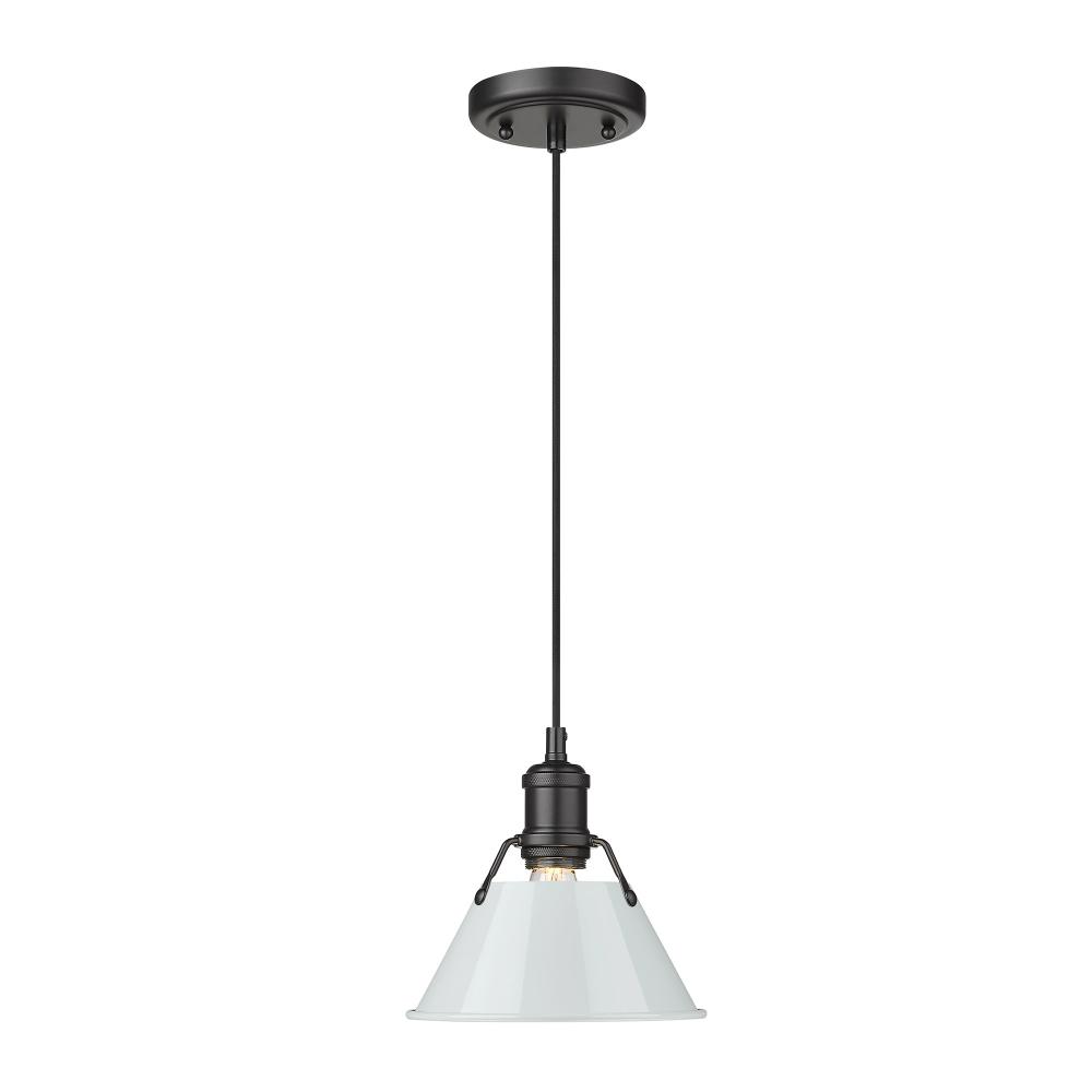 Orwell BLK Small Pendant - 7" in Matte Black with Dusky Blue shade