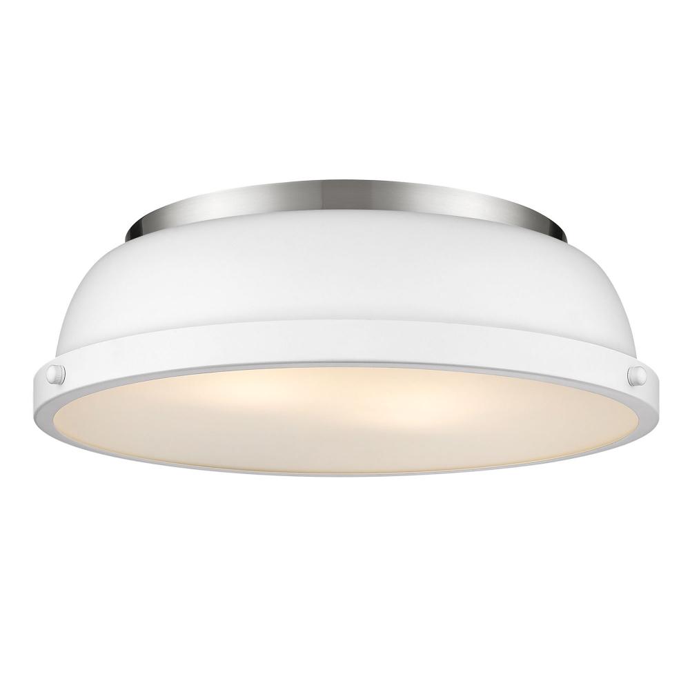 Duncan 14" Flush Mount in Pewter with a Matte White Shade