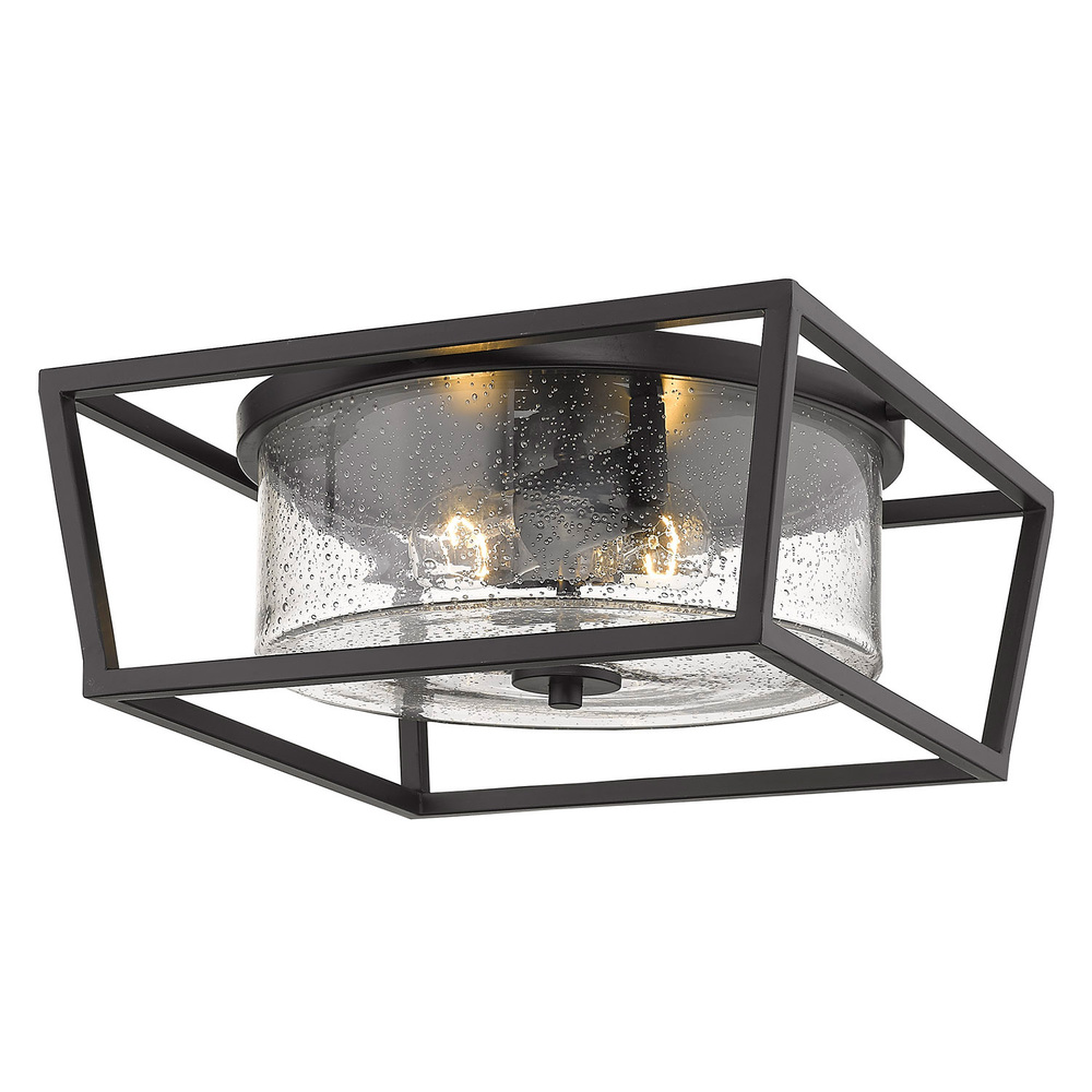 Mercer Flush Mount in Matte Black with Matte Black accents and Seeded Glass