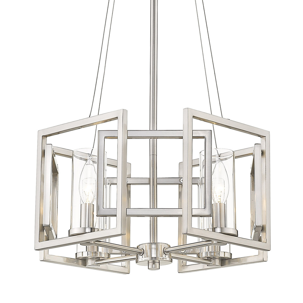 Marco 4 Light Pendant (Convertible) in Pewter with Clear Glass