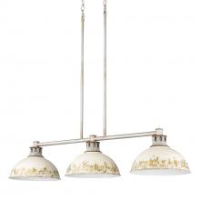 Golden 0865-3LP AGV-AI - Kinsley Linear Pendant in Aged Galvanized Steel with Antique Ivory Shade