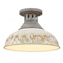 Golden 0865-SF AGV-AI - Kinsley Semi-Flush in Aged Galvanized Steel with Antique Ivory Shade