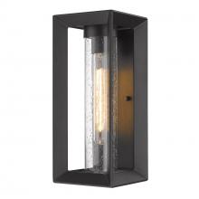 Golden 2073-OWM NB-SD - Smyth Outdoor Medium Wall Sconce in Natural Black with Seeded Glass
