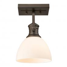 Golden 3118-1SF RBZ-OP - Hines 1-Light Semi-Flush in Rubbed Bronze with Opal Glass