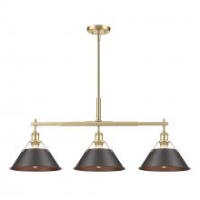 Golden 3306-LP BCB-RBZ - Orwell BCB 3 Light Linear Pendant in Brushed Champagne Bronze with Rubbed Bronze shades