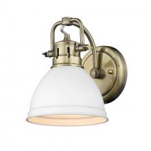 Golden 3602-BA1 AB-WHT - Duncan 1 Light Bath Vanity in Aged Brass with a Matte White Shade